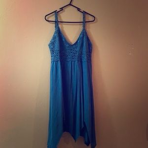Mittoshop crochet dress: size LARGE, color BLUE.